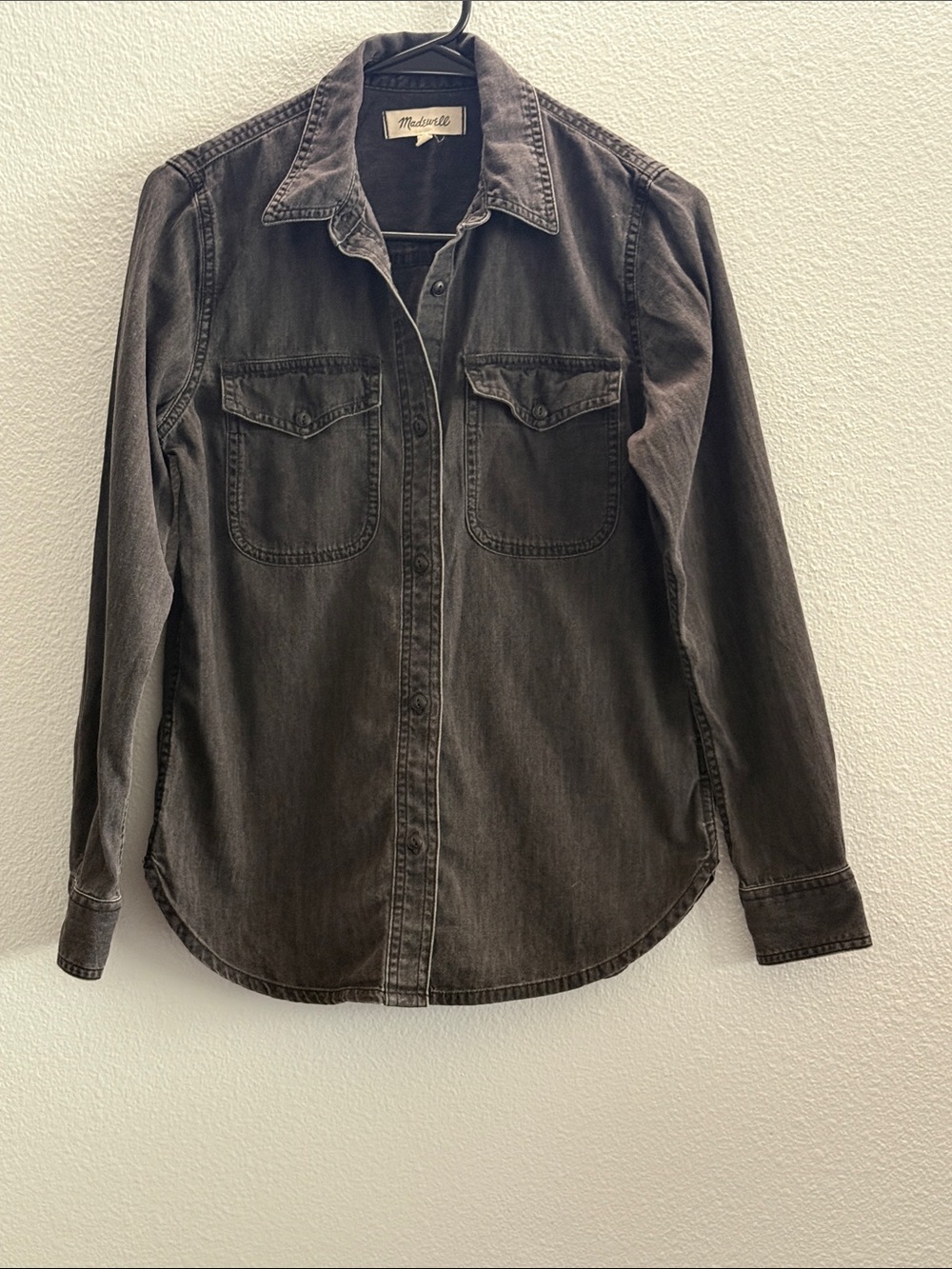 Madewell Black/Charcoal Denim Utility Shirt Jacket – XS – 100% Cotton